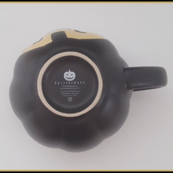 NEW RARE Pottery Barn Black Halloween Jack O Lantern Mug 16 oz Stoneware - Picture 4 of 4